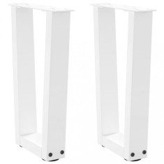 vidaXL Picioare pentru măsuță de cafea &icirc;n formă de V, 2 buc., alb, 38x(42-43,3) cm, oțel 4012625