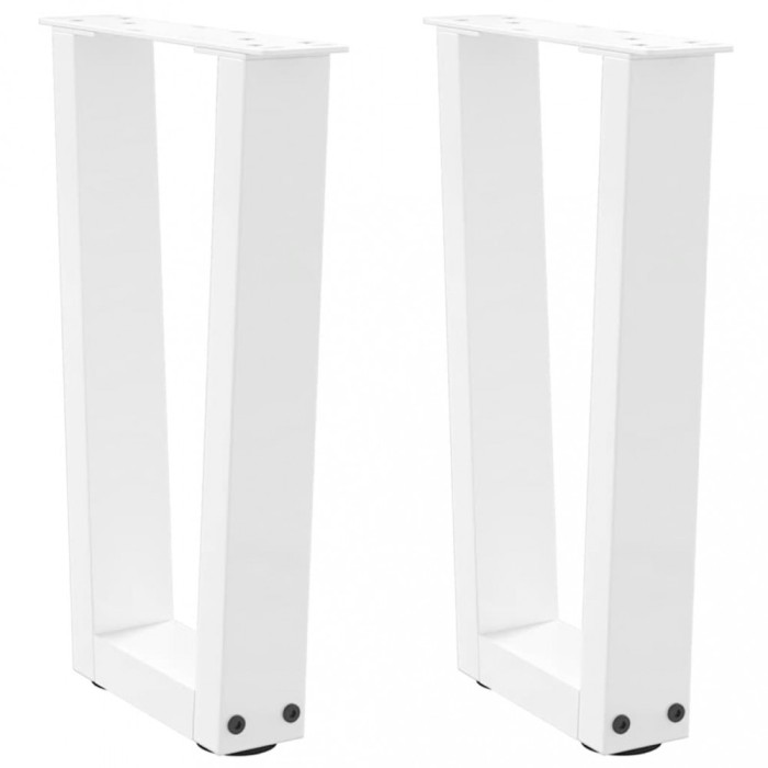 vidaXL Picioare pentru măsuță de cafea &icirc;n formă de V, 2 buc., alb, 38x(42-43,3) cm, oțel