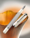 Stilou souveran m405 penita f din aur 16k corp silver-white accesorii placate, Pelikan