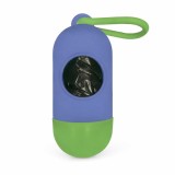 Dispenser Pungi Igienice pentru C&acirc;ini, Bicolor cu Carabină, Mov, Verde