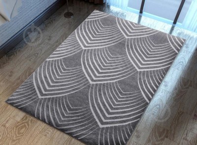Covor Model Oksi 38009-608, Marime 60 x 110 cm, Gri, Inaltime Fir 6 mm, Antialergic, Polipropilena, Living, Dormitor, Sufragerie, Birou foto