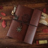 Album Foto si Jurnal Vintage, Navigator, Gravura Busola si Pandantiv Carma, pentru pasionati de calatorii, 30 File, 21 x 17 cm, Maro