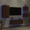 vidaXL Unități de perete TV cu LED-uri, 5 piese, stejar maro, lemn