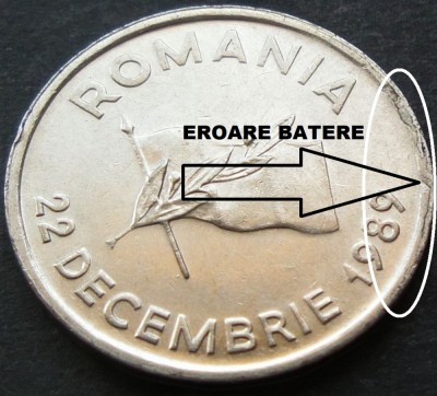 Moneda 10 LEI - ROMANIA, anul 1992 *cod 2223 = EROARE EXFOLIERE + SURPLUS foto