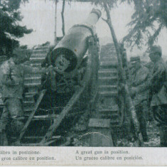 WW1 MILITARi TUN A GREAT CANNON IN POSITION REAL OLD VINTAGE POSTCARD