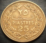 Moneda exotica 25 PIASTRES - LIBAN, anul 1968 * cod 2169 = excelenta