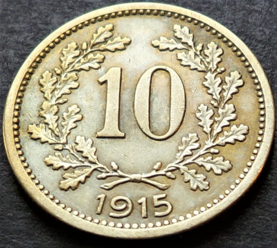 Moneda istorica 10 HELLER - AUSTRIA / AUSTRO-UNGARIA, anul 1915 * cod 3851 foto