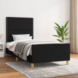 VidaXL Cadru de pat cu tăblie, negru, 90x190 cm, textil