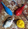 PATRU (4)FIGURINE DIN PLASTIC PLUTITOARE din perioada COMUNISTA, NOI NEFOLOSITE