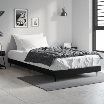 vidaXL Cadru de pat, negru, 90x200 cm, lemn prelucrat foto