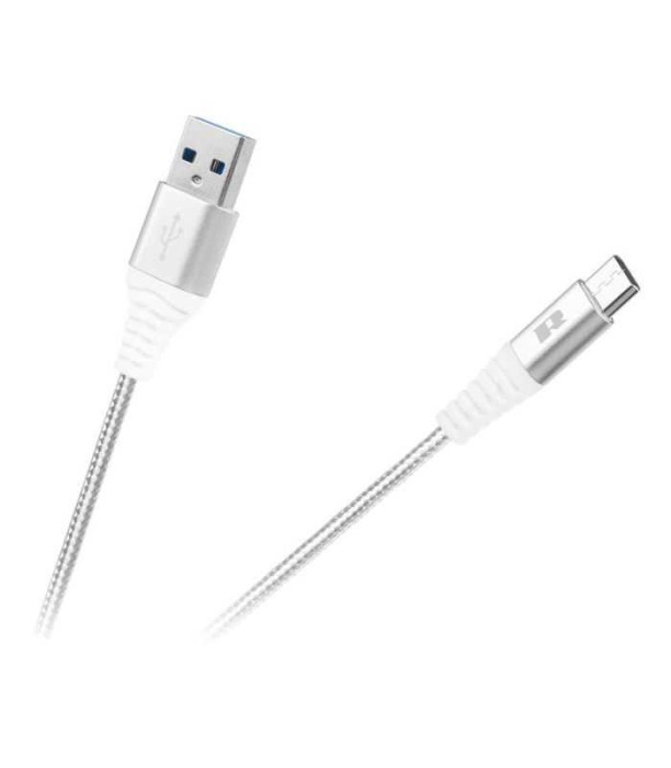 Cablu USB2.0 A - USB type C 0.5m alb panzat Rebel