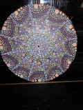 Mandala rotunda panza paianjen pictat manual acrylic pictura in puncte decor perete pe disc vinil vinyl uzat de 12&rdquo;