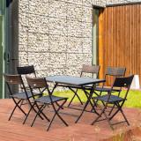 Cumpara ieftin Outsunny Set Mobilier Pe Rattan Masa de Pranz cu 6 Scaune Pliabile de Gradina, Maro