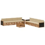 vidaXL Set de canapele de exterior 9 pcs Natural și Bej Poliester 3383166