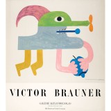Afiș de expoziție Victor Brauner, Ses Fronti&egrave;res Noires, Galeria Alexandre Iolas mai 1970, Paris