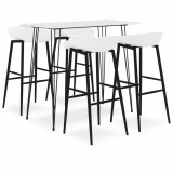 Set mobilier de bar, 5 piese, alb