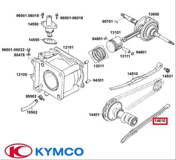 Patina fixa distributie originala Kymco Bet&amp;Win - Dink - Dink Classic - Dink LX - Grand Dink 4T 125-150cc