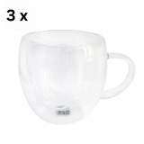 Set 3 cesti cu perete dublu, 150 ml, Sticla