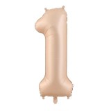 Balon din folie metalizata, flippy, figurina cifra, model 1, tema aniversare 100 cm, ambalaj individual, pai inclus, umflare cu aer sau heliu, crem