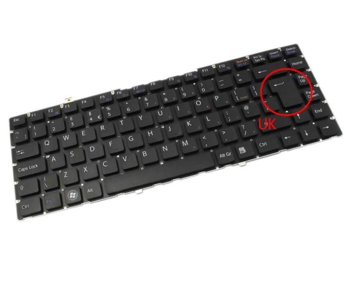 Tastatura Sony Neagra Vaio VGN Vaio VGN FW11M layout UK fara rama enter mare, Vaio VGN Vaio VGN FW11S layout