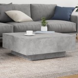 VidaXL Măsuță de cafea cu lumini LED, gri beton, 80x80x31 cm