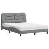 Cumpara ieftin Pat cu saltea, Hvar, gri deschis, 140x200 cm, material textil