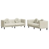 Cumpara ieftin Set de canapele cu perne, 2 piese, crem, catifea
