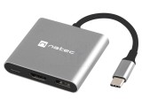 NATEC Hub USB 3.0 cu HDMI, USB A și USB C, Power Delivery, 3 porturi, gri