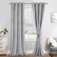 Set doua draperii catifea blackout, gri deschis