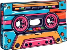 Sticker decorativ, Caseta, Albastru, 80 cm, 8384ST-3 foto