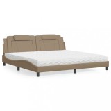 VidaXL Pat, Viana, cu saltea, cappuccino, 200x200 cm, piele ecologică 3208821