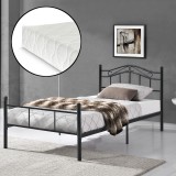 [en.casa]&reg; Pat cadru metalic -vintage Coca,- cu saltea spuma rece - 90 x 200 cm (negru) HausGarden Leisure