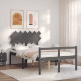 VidaXL Cadru de pat senior cu tăblie, 120x200 cm, gri, lemn masiv