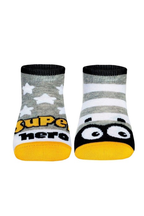 Șosete copii haioase Super Erou din bumbac, Funny Legs 283 - Gri, 18-20 (12)