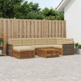 vidaXL Set de canapele de exterior cu pernă 7 pcs Natural și Bej 3383591