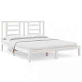 Cumpara ieftin Cadru de pat fara saltea, alb, 160x200 cm, lemn masiv pin