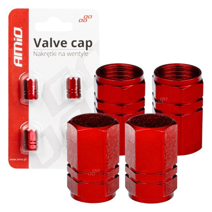 Set capace ventil 4 buc aluminiu, Rosii AutoDrive ProParts
