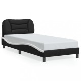 VidaXL Cadru de pat cu tăblie, alb/negru, 80x200 cm, piele ecologică