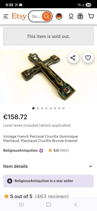 Cruce vintage pectorala franceza