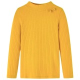 Tricou de copii cu m&acirc;neci lungi, tricot cu nervuri, ocru &icirc;nchis, 140