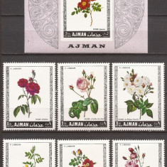 AJMAN FLORA ( serie dantelata + colita nedantelata ) MNH