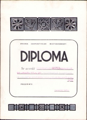 HST PM43 Diplomă 1976 Cooperativă evidențiată pe Uniune - Oradea foto