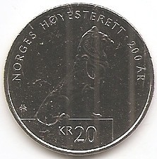 Norvegia 20 Kroner 2018 - Harald V (150th anniversary of DNT) 27.5mm, KM-494 UNC !!! foto