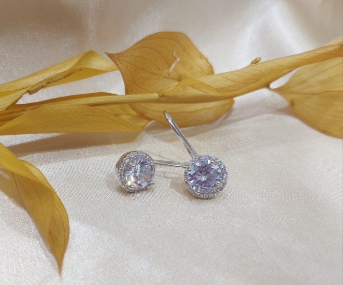Cercei Din Argint 925 Cu Piatra Rotunda Tip Diamant Si Zirconii, Femei ARG109F
