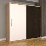 Dulap Dormitor Nova Eco 200 cm x 200 cm fara oglinda, sonoma cu usi glisante alb wenge