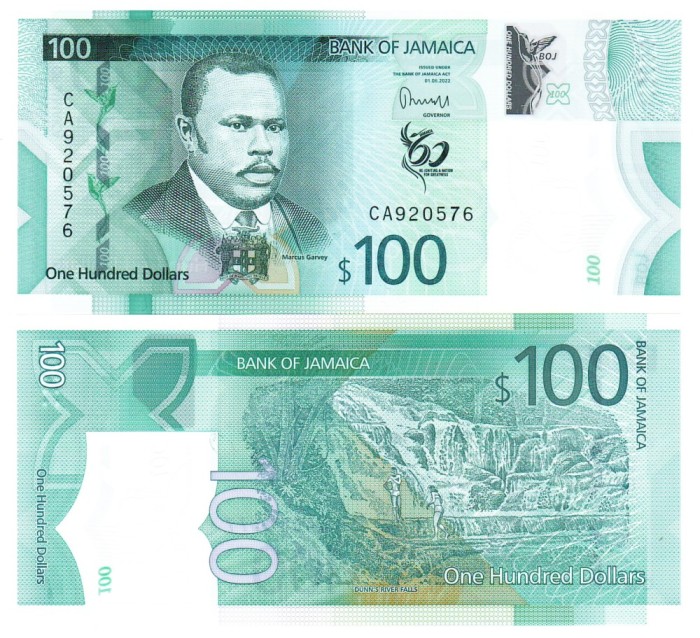 Jamaica 100 Dolari 2022 P-97 Comemorativa Polimer UNC