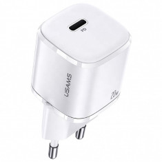 Incarcator Retea USB Usams T36 Mini, 1 X USB Tip-C, 20W, Power Delivery, Alb CC124TC02