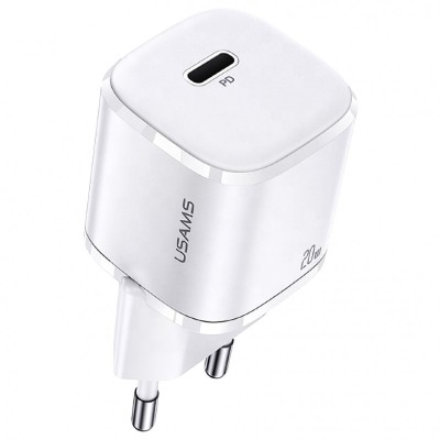 Incarcator Retea USB Usams T36 Mini, 1 X USB Tip-C, 20W, Power Delivery, Alb CC124TC02 foto