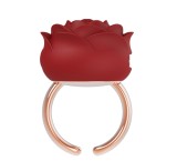 Mini Vibrator Rose Ring, 9 Moduri Vibratii, Silicon, USB Magnetic, Rosu, Guilty Toys