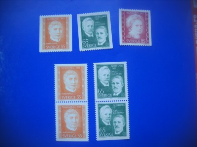HOPCT TIMBRE SUEDIA MNH 1127 PREMIUL NOBEL 1911 -7 VAL 1971-NESTAMPILAT foto